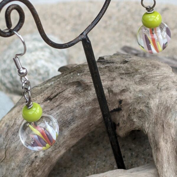 Boucles d'oreilles en verre de Murano multicolore