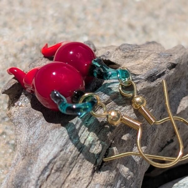 Boucles d’oreilles Piments rouges en verre de Murano
