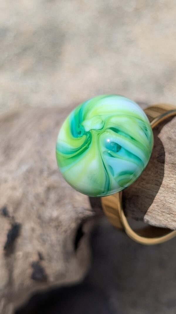 Bague vert marbré