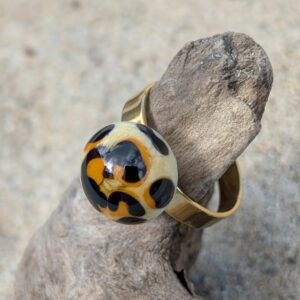 Bague en verre de Murano motif léopard