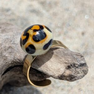Bague en verre de Murano motif léopard