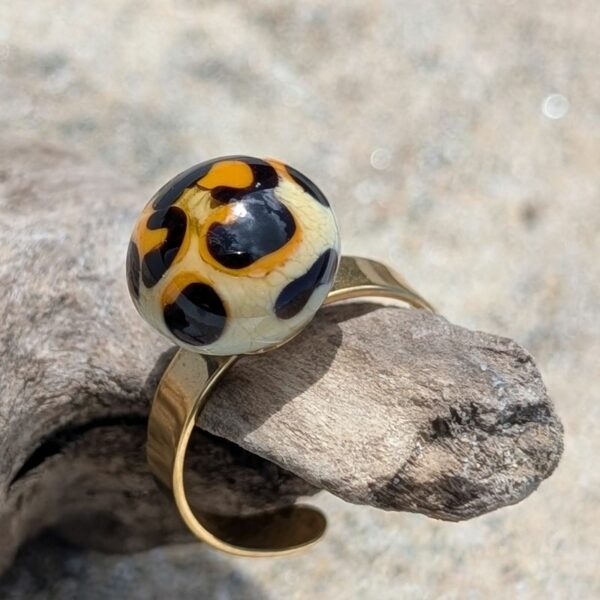 Bague en verre de Murano motif léopard