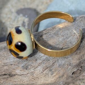 Bague en verre de Murano motif léopard