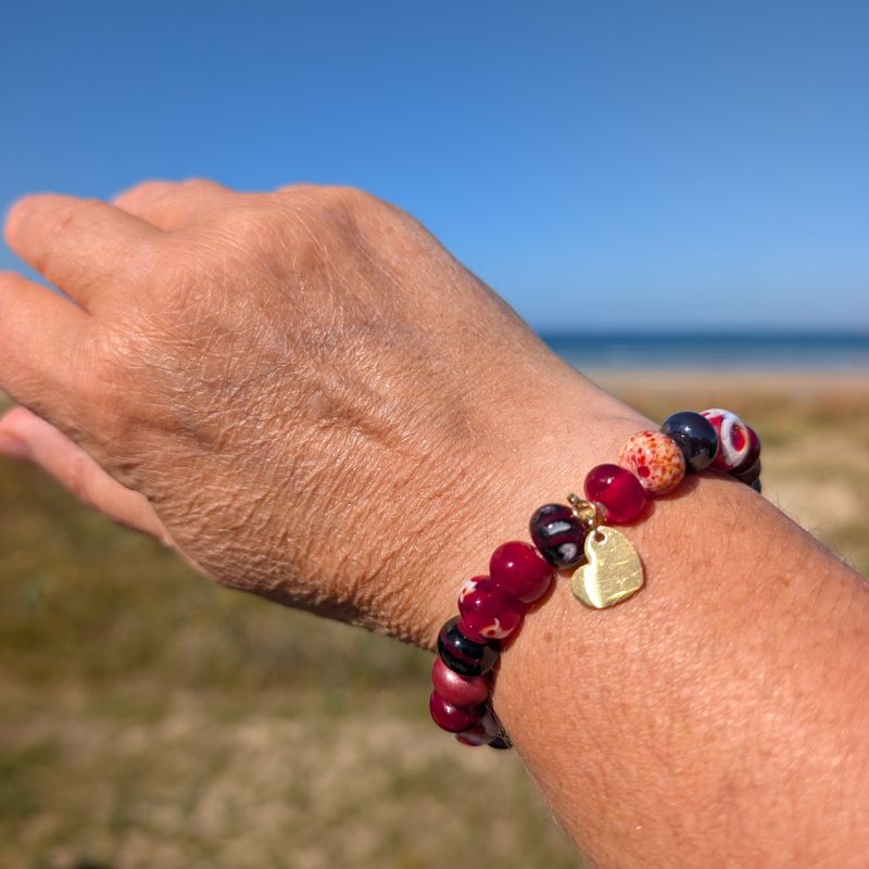 Bracelet en perles de verre rouge – 24 perles – Image 5